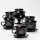 Lot 6x tasse en verre avec une soucoupe et 1x sucrier noir bouquet n° 1
