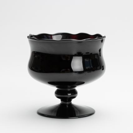 Lot 6x tasse en verre avec une soucoupe et 1x sucrier noir bouquet n° 1