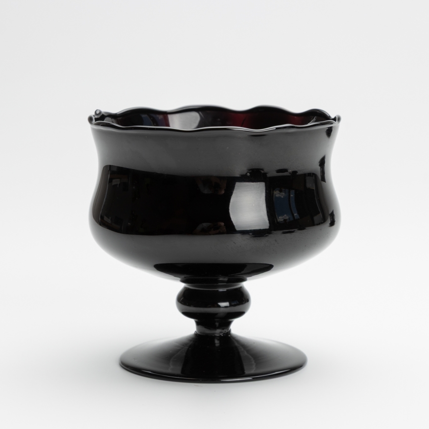 Lot 6x tasse en verre avec une soucoupe et 1x sucrier noir bouquet n° 1