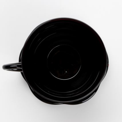 Lot 6x tasse en verre avec une soucoupe et 1x sucrier noir bouquet n° 3