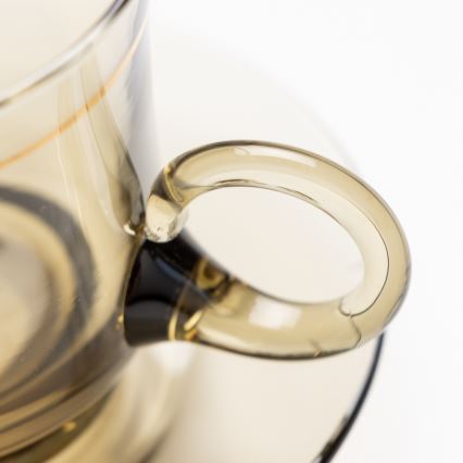 Lot 6x tasse en verre avec une soucoupe fumé bouquet no. 4