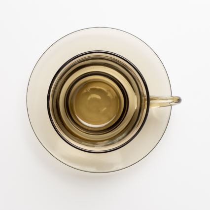 Lot 6x tasse en verre avec une soucoupe fumé bouquet no. 4
