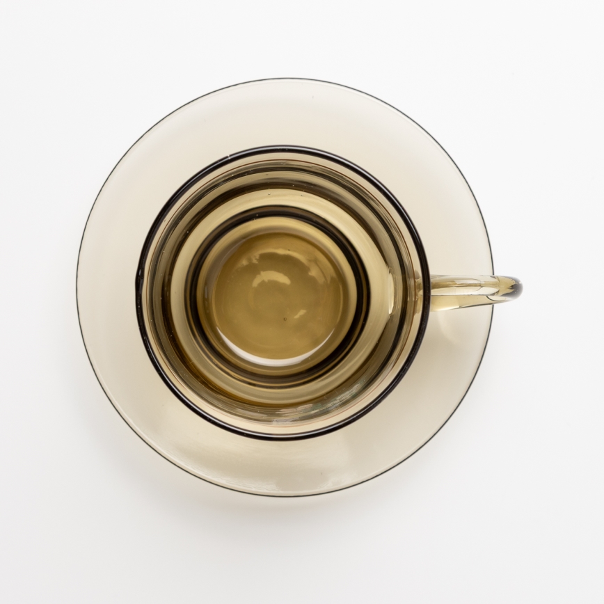 Lot 6x tasse en verre avec une soucoupe fumé bouquet no. 4