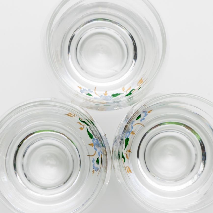 Lot 6x verre à liqueur transparent - motif floral n° 4