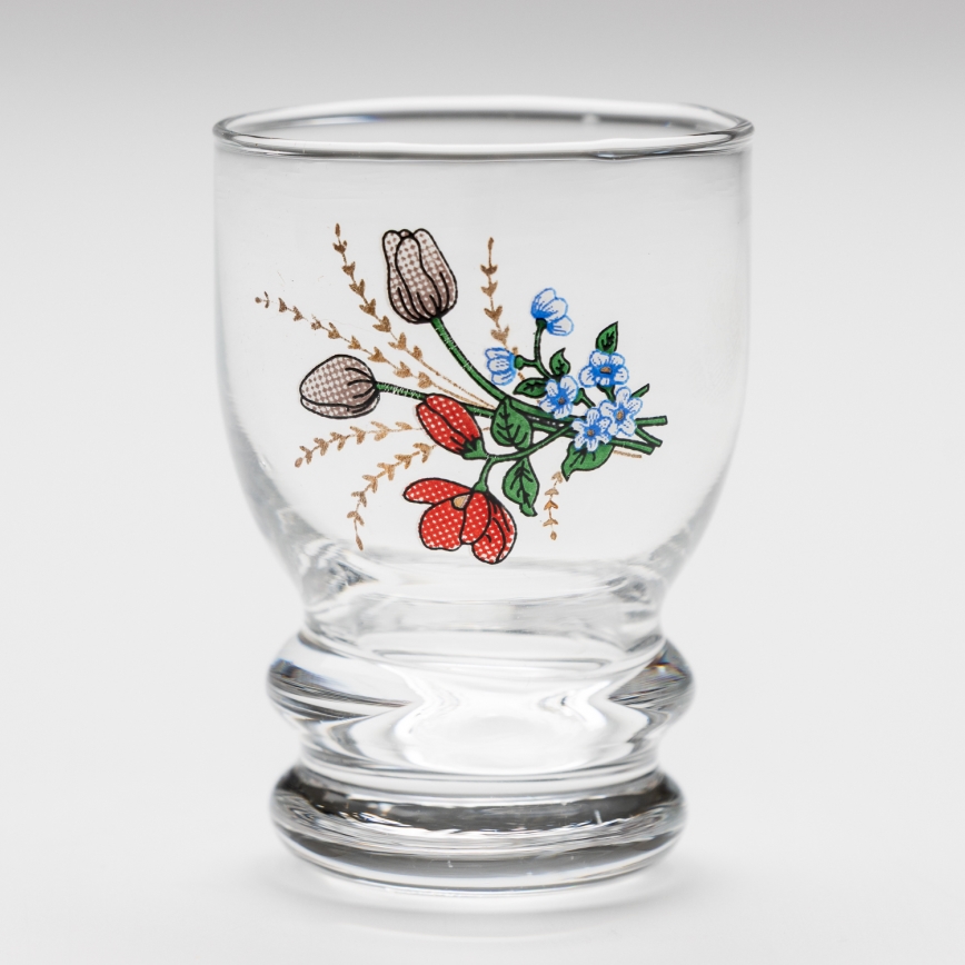 Lot 6x verre à liqueur transparent - motif floral n° 6