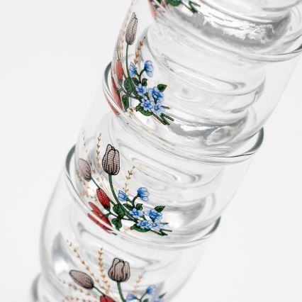 Lot 6x verre à liqueur transparent - motif floral n° 6