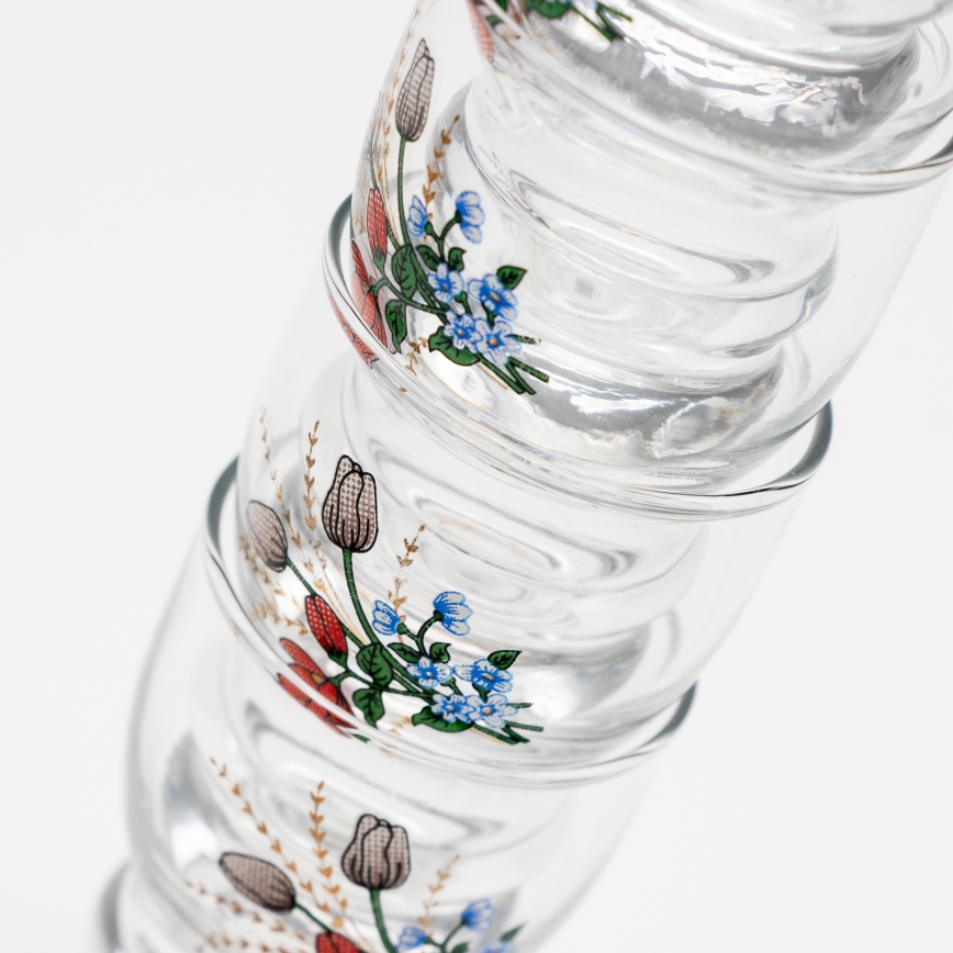 Lot 6x verre à liqueur transparent - motif floral n° 6