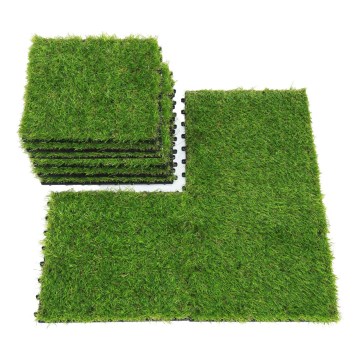 Lot de 11 dalles de gazon synthétique 30x30 cm, hauteur 20 mm, vert