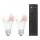 Lot de 2 ampoules LED RGBW dimmables A60 E27/9W/230V 2200-6500K Wi-Fi + télécommande - WiZ