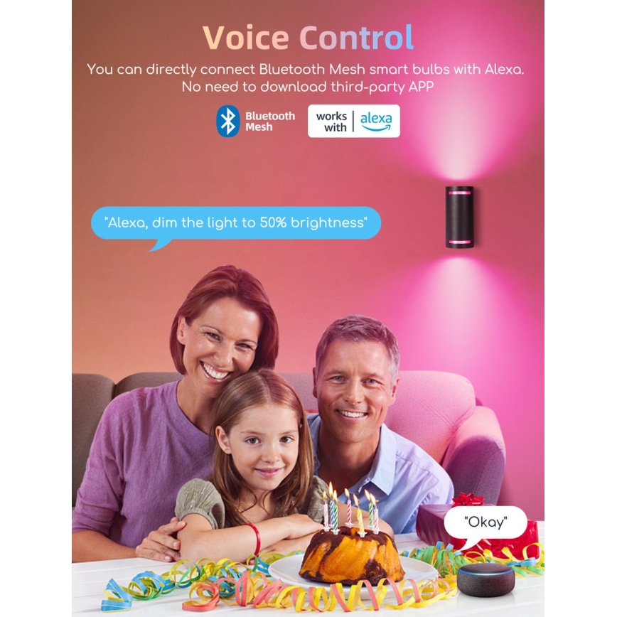 Lot de 2 ampoules LED RGBW dimmables MESH GU10/6,5W/230V 2700-6500K Wi-Fi - Aigostar