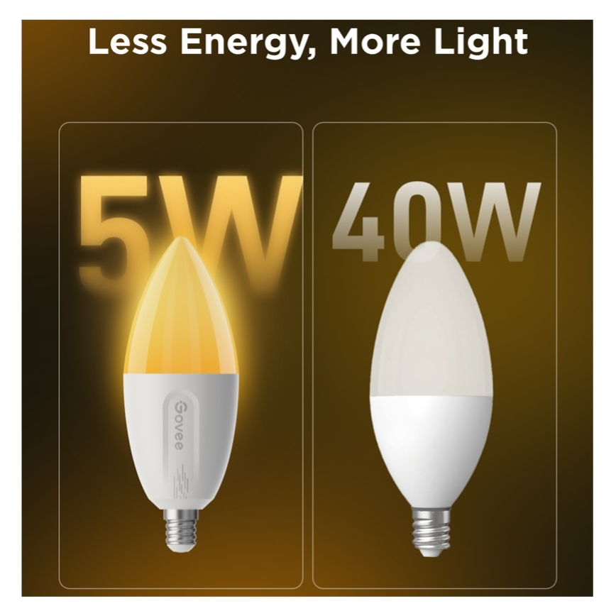 Lot de 2 ampoules LED RGBWW dimmables MATTER E14/5W/230V 2700-6500K Wi-Fi - Govee