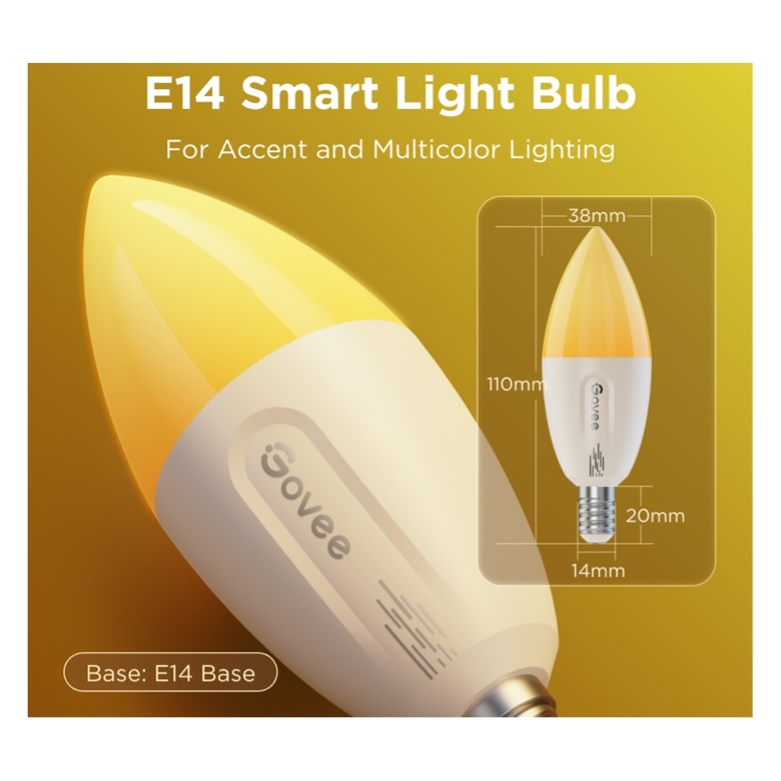 Lot de 2 ampoules LED RGBWW dimmables MATTER E14/5W/230V 2700-6500K Wi-Fi - Govee