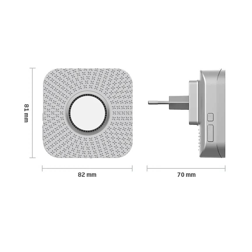 Lot de 2 carillons sans fil à brancher, à énergie cinétique, 230 V, blanc