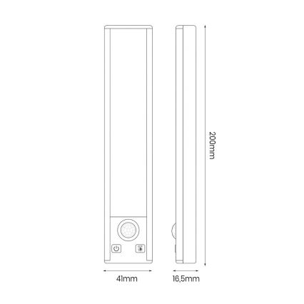 Lot de 2 éclairages LED rechargeables pour meubles avec détecteur de mouvement et capteur crépusculaire VIRO LED/1W/3,7V 800 mAh 3000/4000/6500K 20 cm blanc