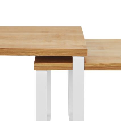 Lot de 2 étagères de rangement MARGE blanches/marron