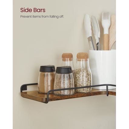Lot de 2 étagères murales SHELFY 40 x 10 x 29 cm, brun/noir