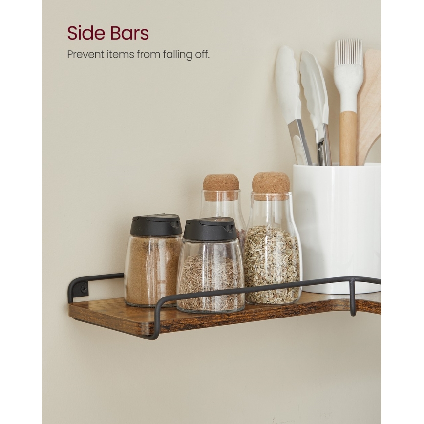 Lot de 2 étagères murales SHELFY 40 x 10 x 29 cm, brun/noir