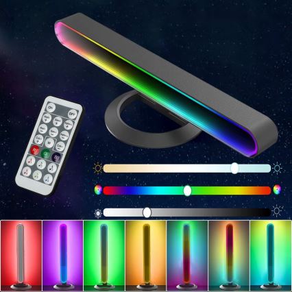 Lot de 2 lampes de table dimmables LED RGBIC LED/5W/5V noires + télécommande