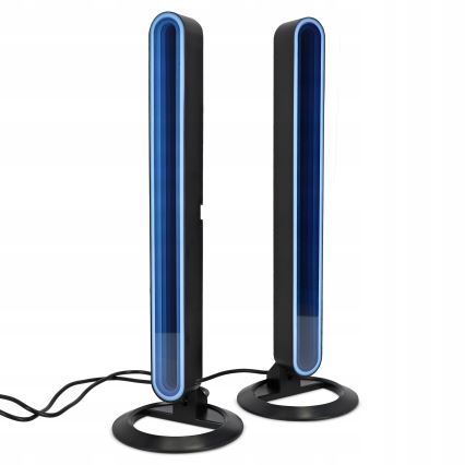 Lot de 2 lampes de table dimmables LED RGBIC LED/5W/5V noires + télécommande