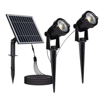 Lot de 2 lampes solaires d'extérieur LED 2xLED/1,2W/3,7V IP65 3000K 4000 mAh