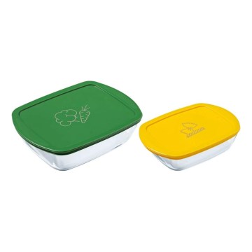 Lot de 2 récipients alimentaires en verre PYREX 1,2/2,5 l
