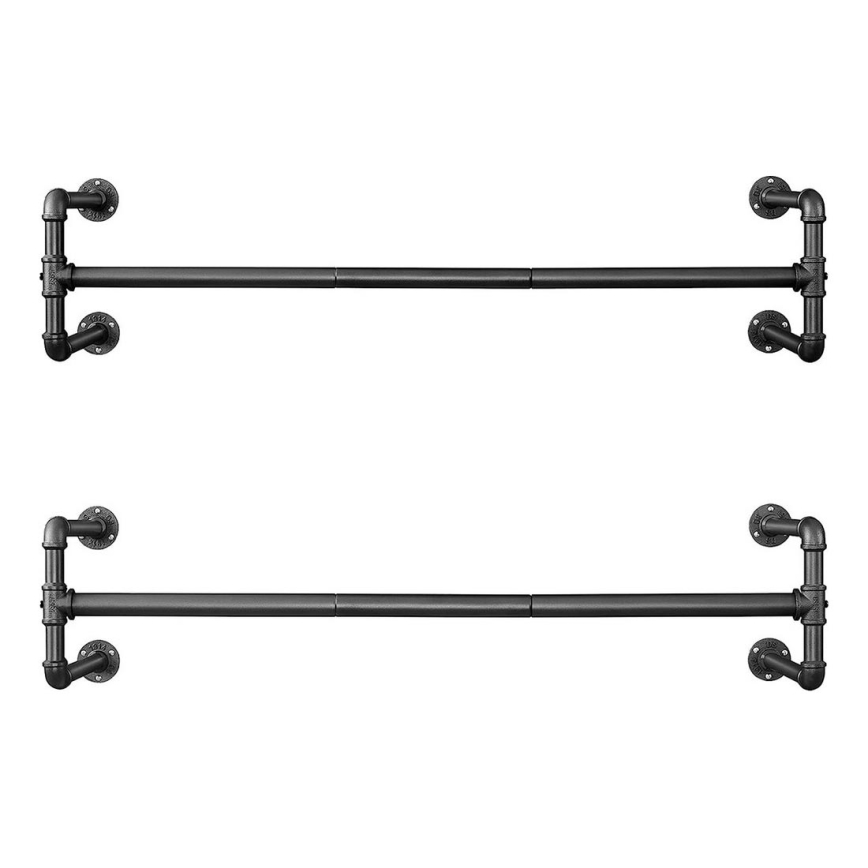 Lot de 2 supports muraux pour cintres LINEA, noir