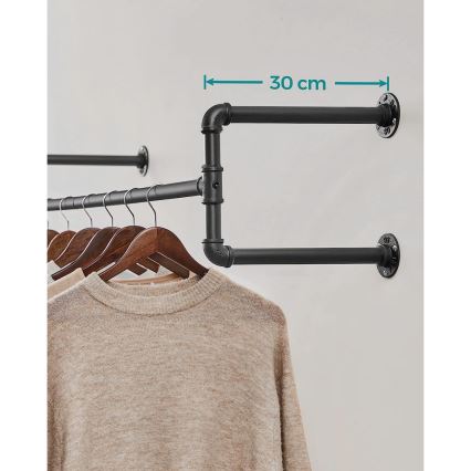 Lot de 2 supports muraux pour cintres LINEA, noir