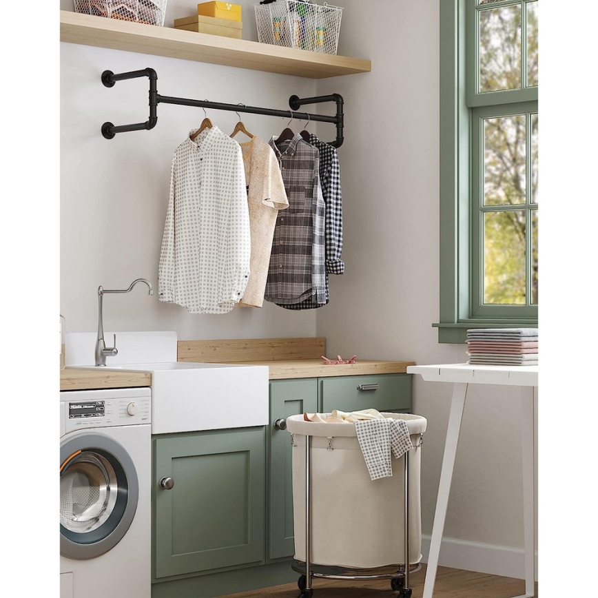 Lot de 2 supports muraux pour cintres LINEA, noir