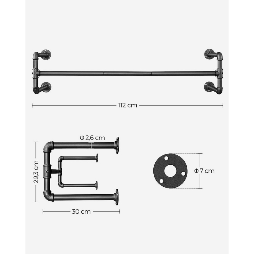 Lot de 2 supports muraux pour cintres LINEA, noir