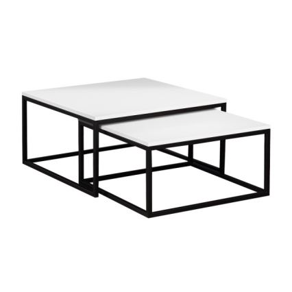 Lot de 2 tables basses DUAL 76x76/66x66 cm, noir/blanc