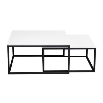 Lot de 2 tables basses DUAL 76x76/66x66 cm, noir/blanc
