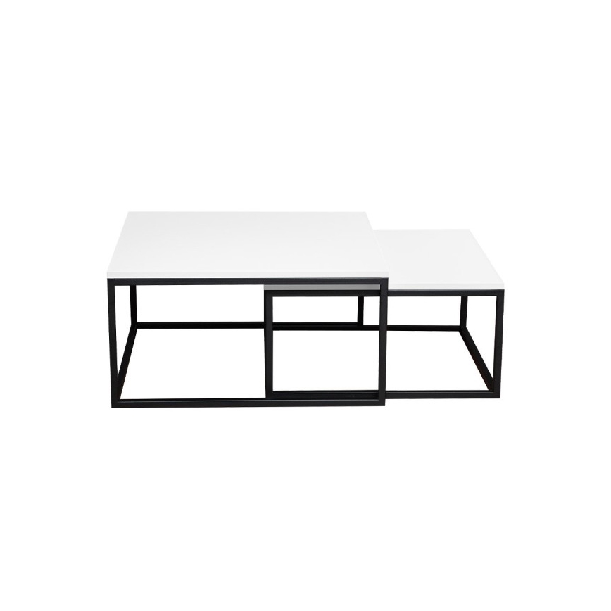 Lot de 2 tables basses DUAL 76x76/66x66 cm, noir/blanc