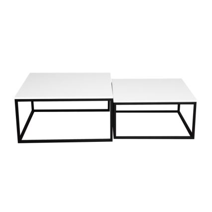 Lot de 2 tables basses DUAL 76x76/66x66 cm, noir/blanc
