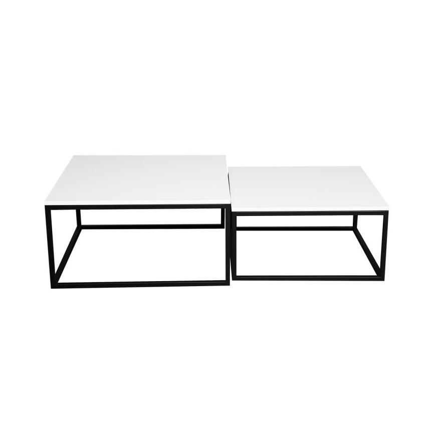 Lot de 2 tables basses DUAL 76x76/66x66 cm, noir/blanc