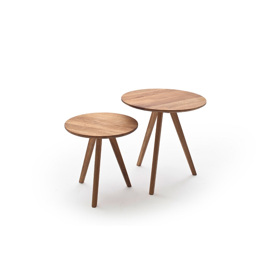 Lot de 2 tables basses VEYLOR, finition chêne