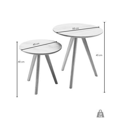 Lot de 2 tables basses VEYLOR, finition chêne