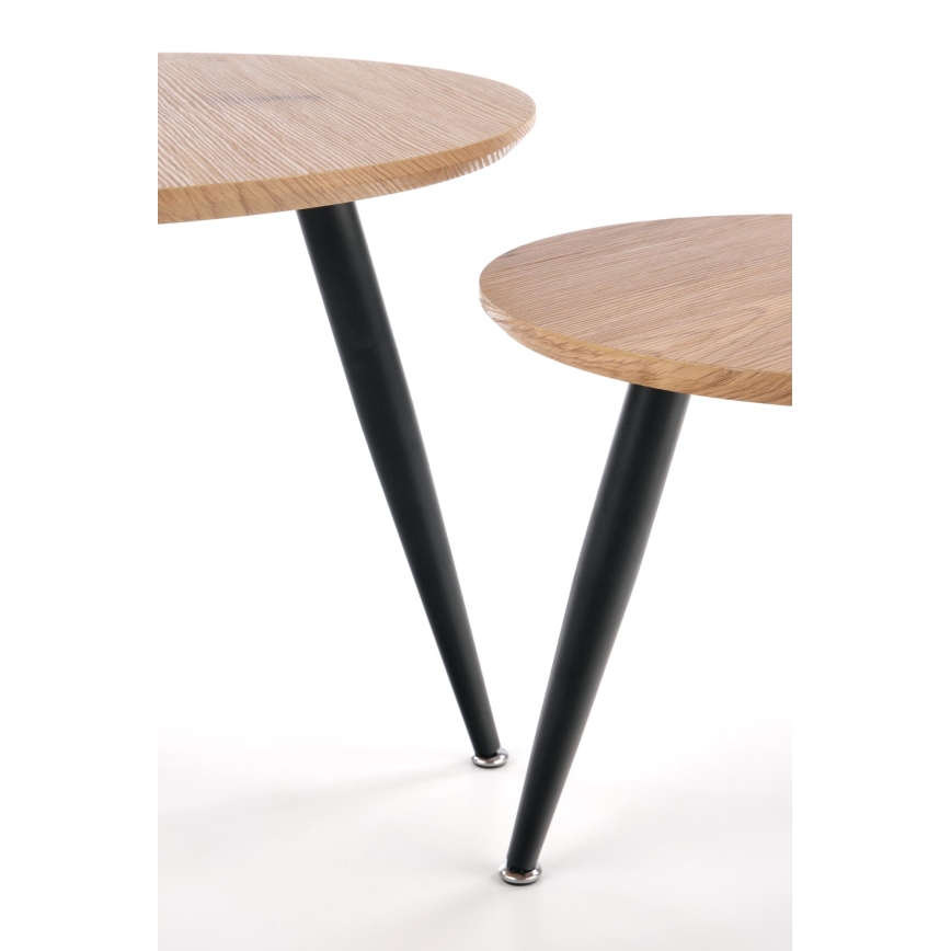 Lot de 2 tables basses ZENYA chêne/noir