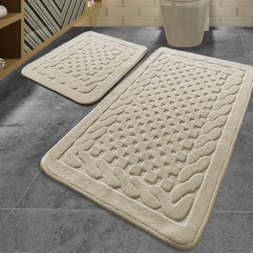 Lot de 2 tapis de bain BAMBI 60/100 cm beige