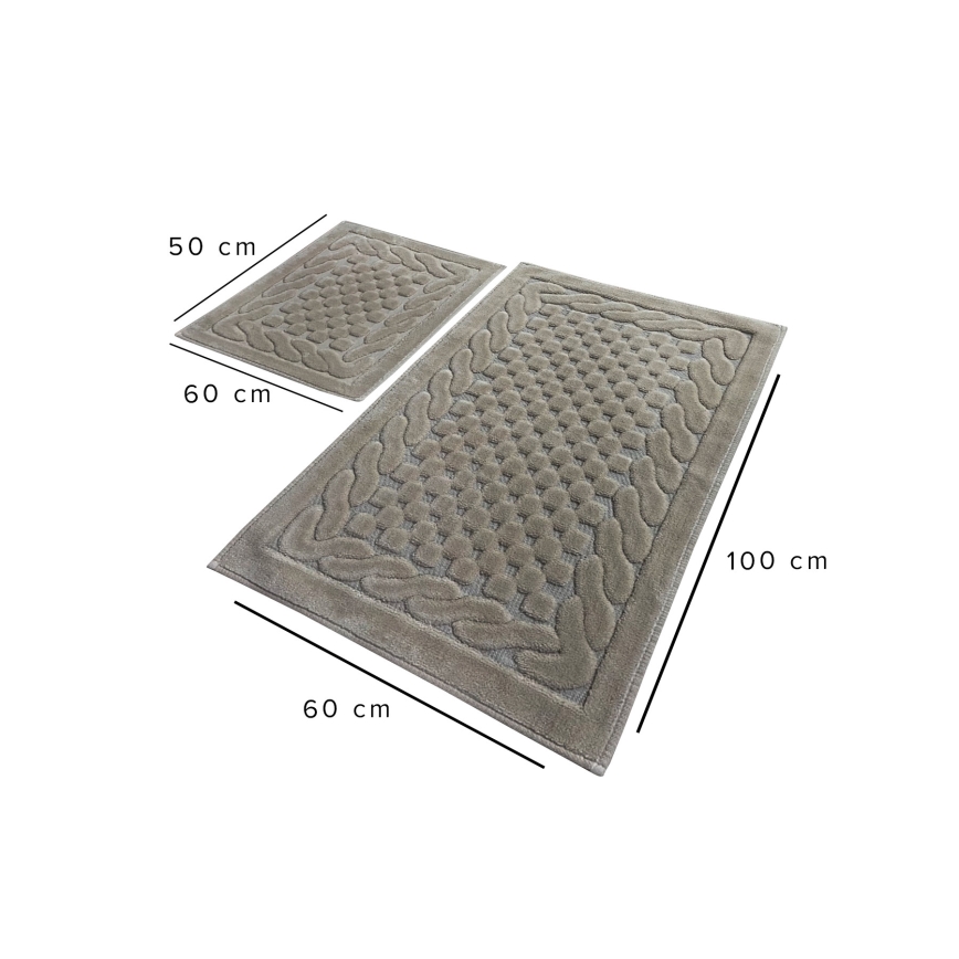 Lot de 2 tapis de bain BAMBI 60/100 cm beige