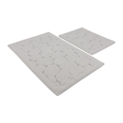 Lot de 2 tapis de salle de bains LINO 60/100 cm couleur crème