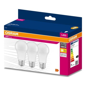Lot de 3 ampoules LED A60 E27/10W/230V 3000K - Osram