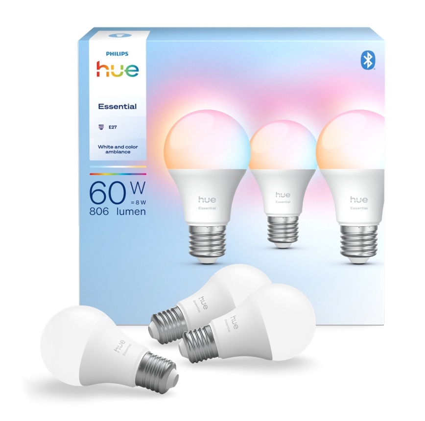 Lot de 3 ampoules LED dimmables Philips Hue White And Color Ambiance Essential E27/8W/230V 2200-6500K