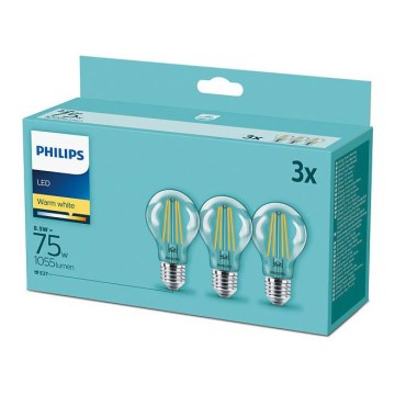 Lot de 3 ampoules LED Philips Vintage E27 8,5 W 230 V 2700 K