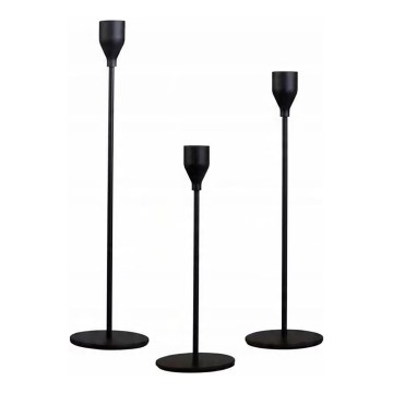 Lot de 3 bougeoirs noirs