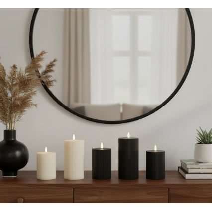 Lot de 3 bougies LED BRILLO (2x piles AA) noires avec télécommande