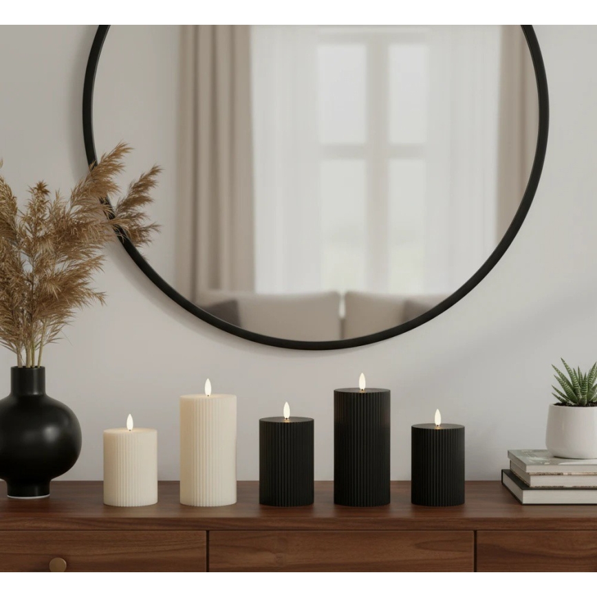 Lot de 3 bougies LED BRILLO (2x piles AA) noires avec télécommande