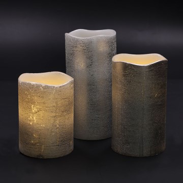 Lot de 3 bougies LED LED/3xAAA, blanc chaud