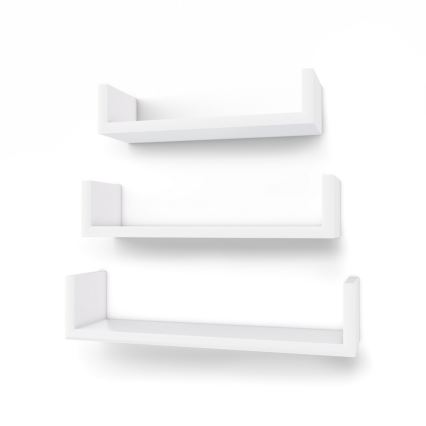 Lot de 3 étagères murales SHELFY blanches