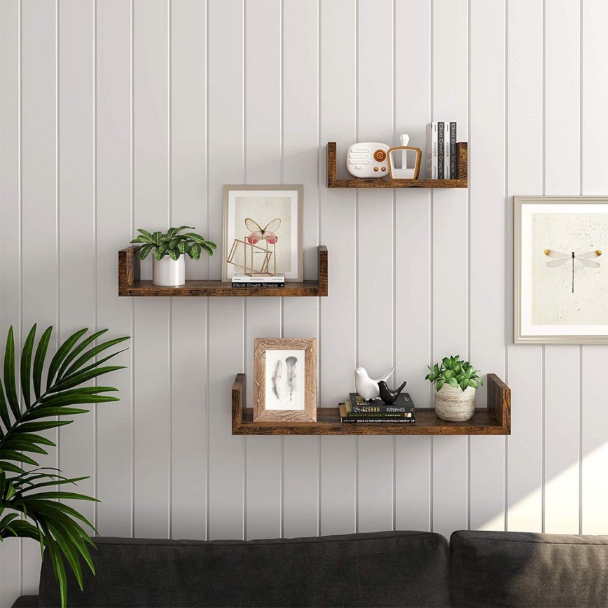 Lot de 3 étagères murales SHELFY marron