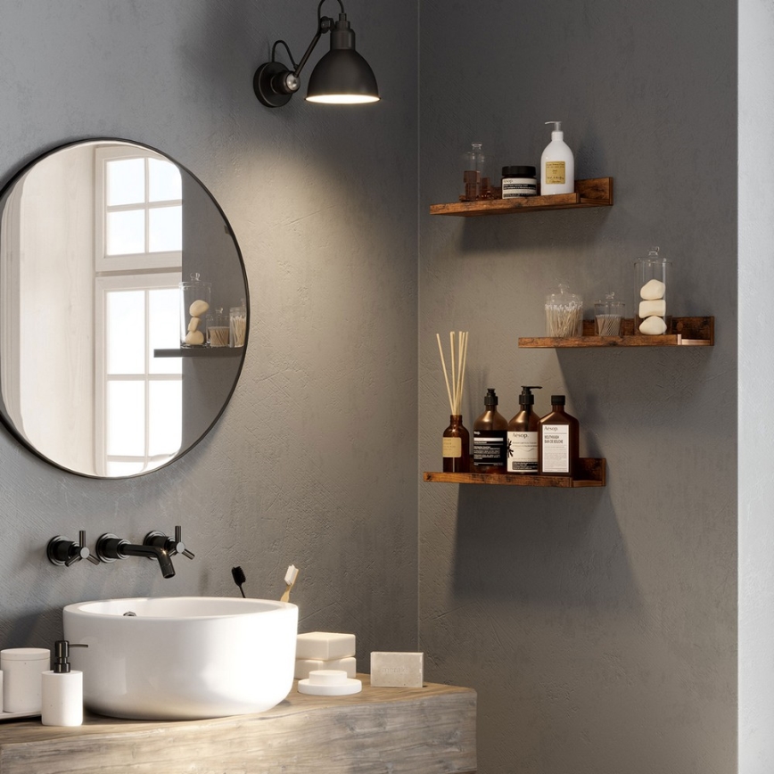 Lot de 3 étagères murales SHELFY, marron